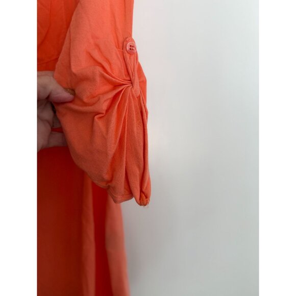 SPLENDID WOMENS 3/4 SLEEVE BLOUSE ORANGE COLLARED SHIRT SZ XS - Picture 2 of 3